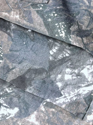 Men's camouflage cargo sweatpants with a blue and grey abstract pattern.