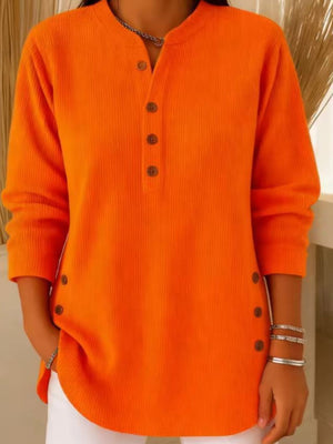 henley in burgundy with half-button placket and tunic-length