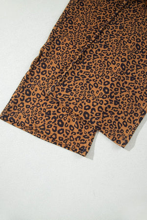 pajama set in camel with drawstring and hip-length top, full-length pants