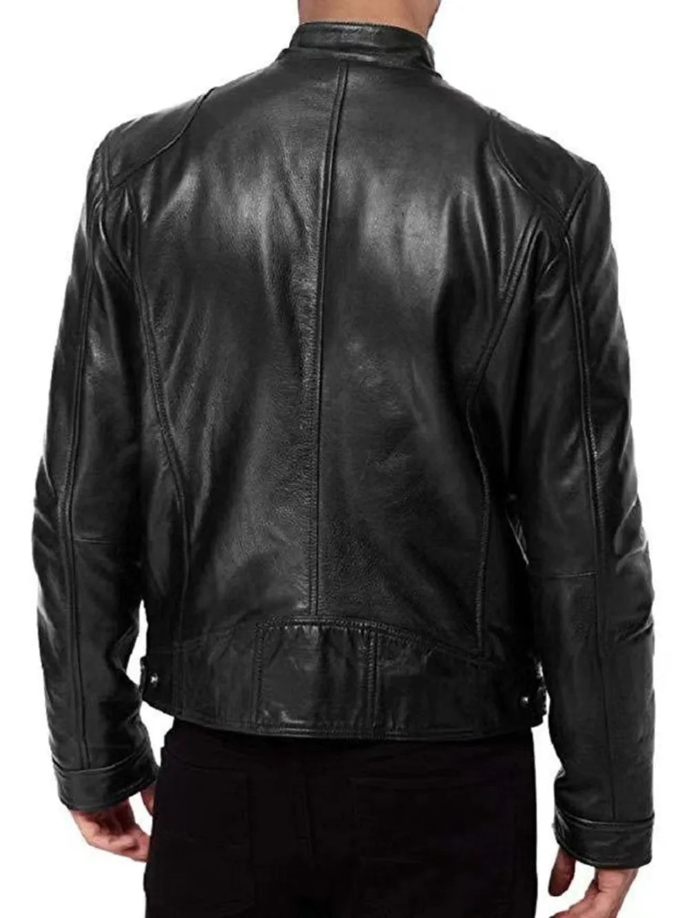 Mustard Men's Full Size Leather Biker Jacket