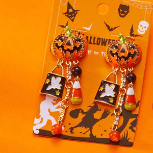 Orange earrings with dangle and post-back