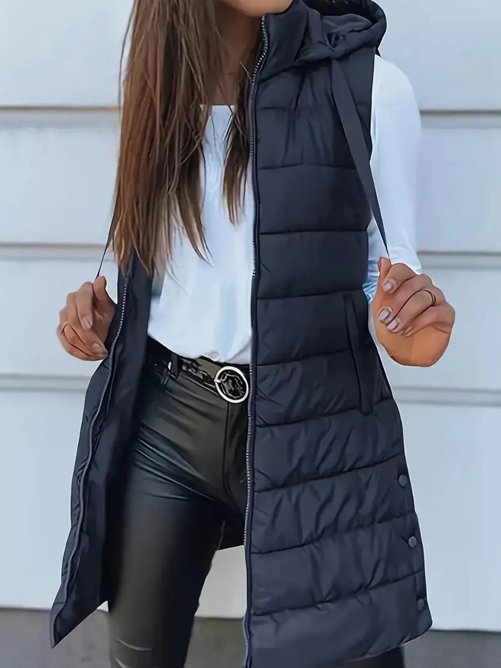 Sage puffer vest with pocketed and sleeveless