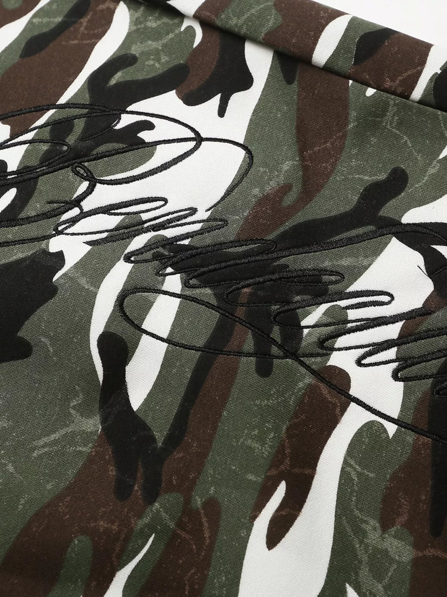 Men's Camouflage Print Capris in White