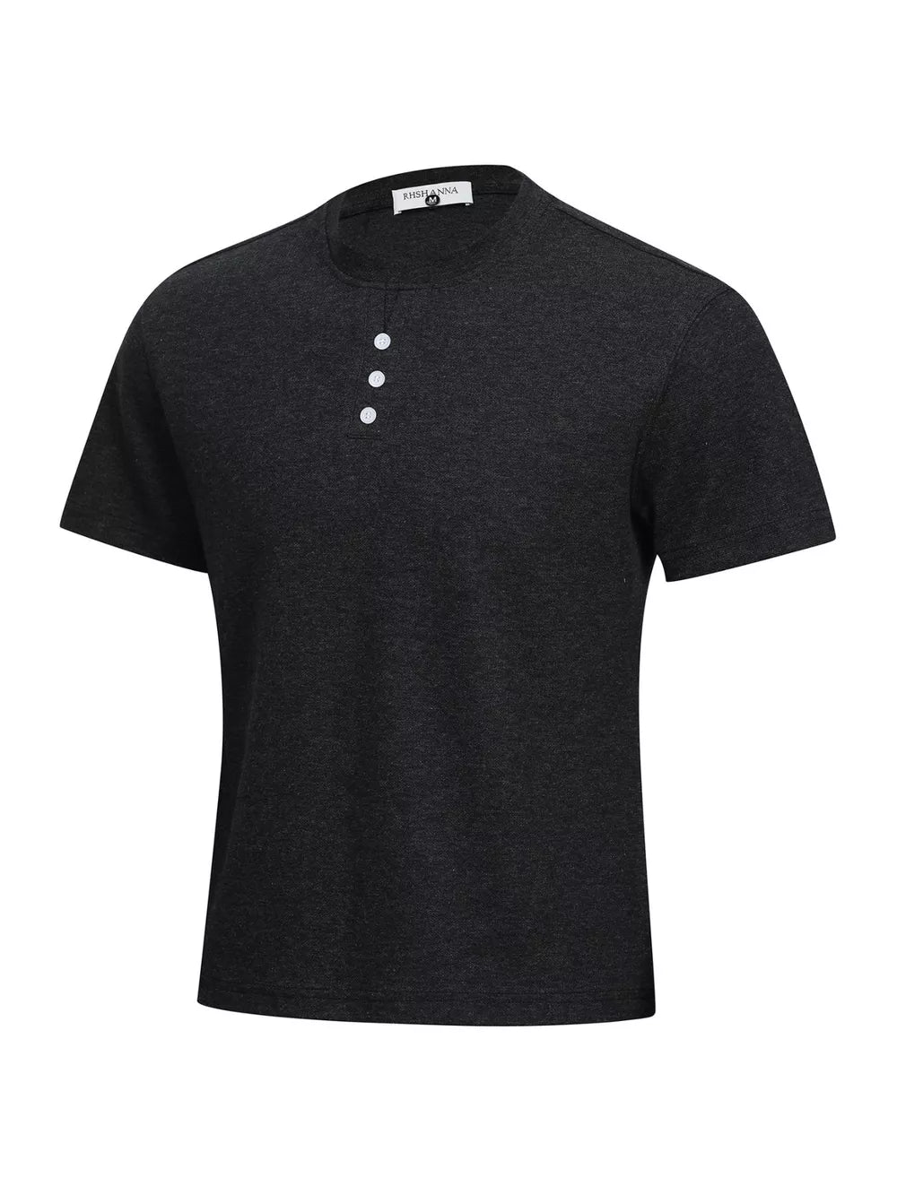 Dark Gray Men's Henley T-shirt With Button Detail
