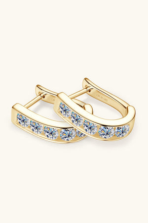 Gold pavé-set hoop earrings with clear stones