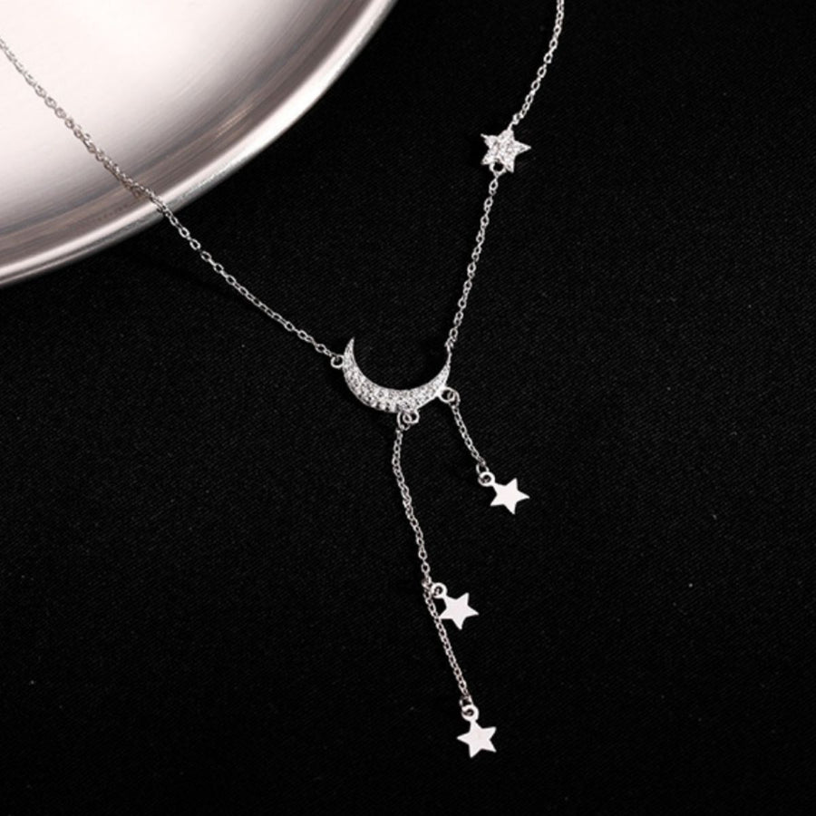 clear necklace featuring zircon embellishment and celestial