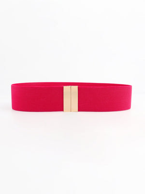 Wide elastic belt in Deep Rose with a gold clasp.