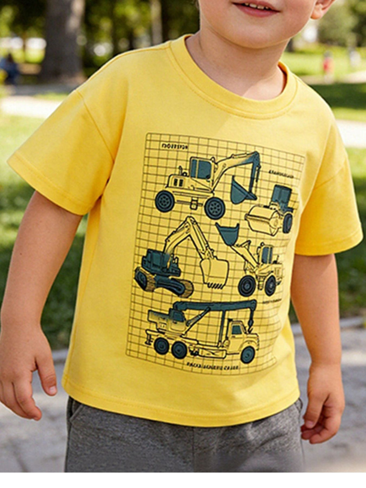 Toddler construction vehicle graphic crew neck t-shirt