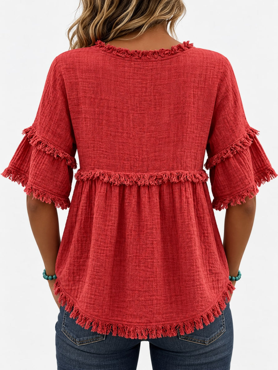 Light Blue relaxed blouse with round neck