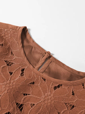 mini dress in Caramel with floral and tiered