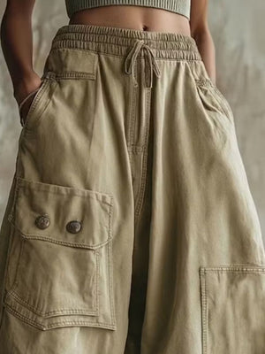 cargo pants in Sage with pocketed and cropped