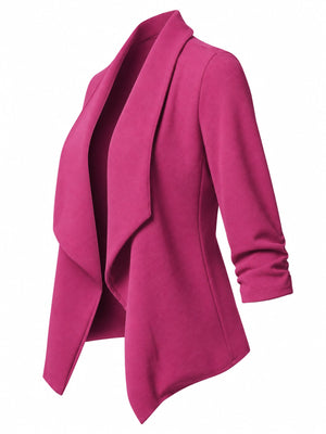 blazer in Blue with shawl lapel and 3/4 sleeve