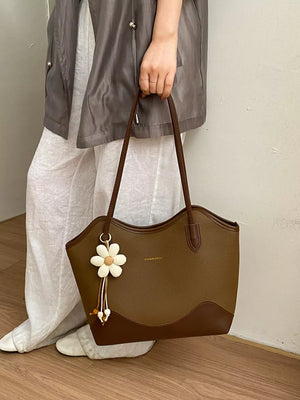 Brown structured handbag with null