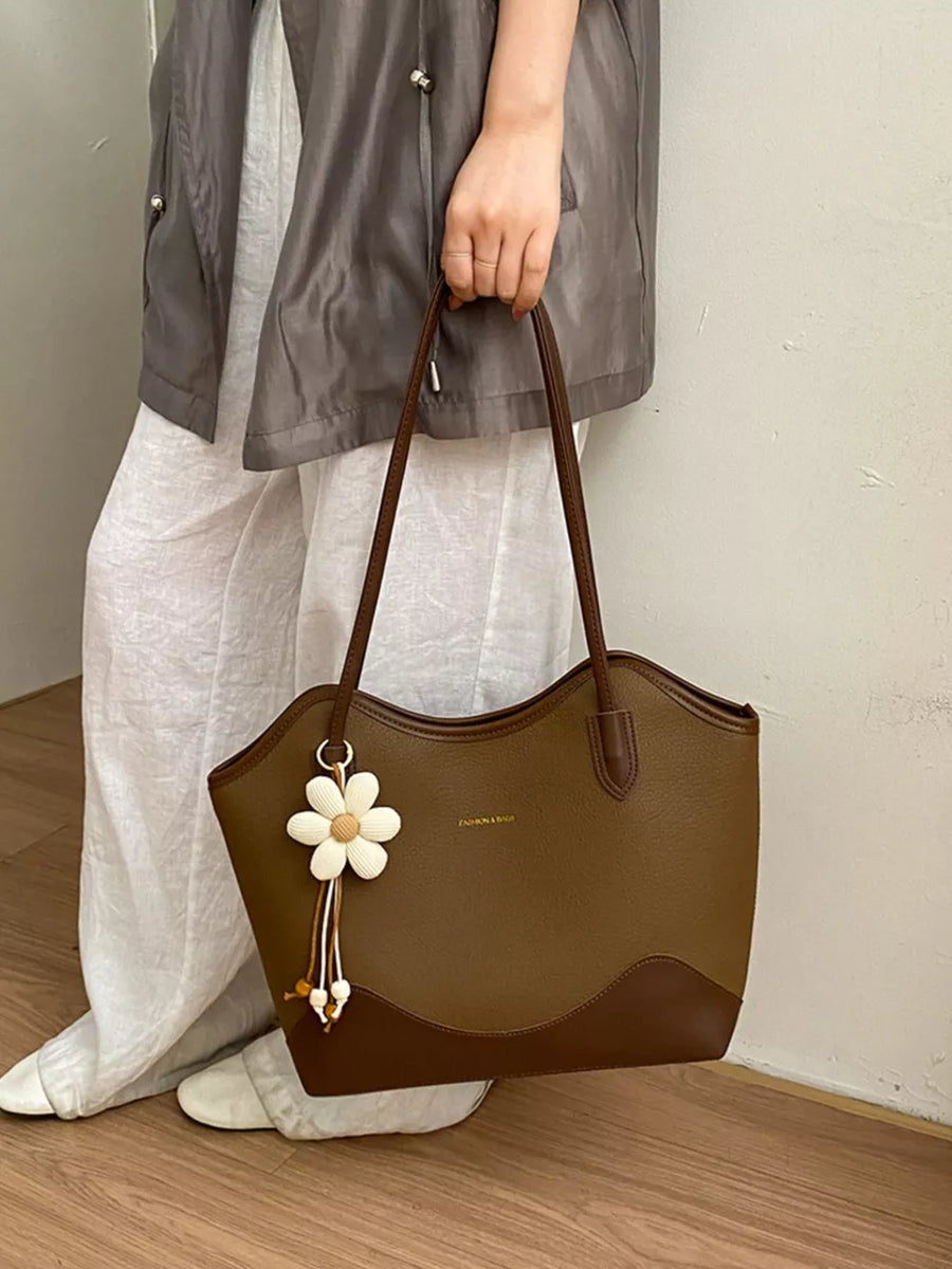 Brown structured handbag with null