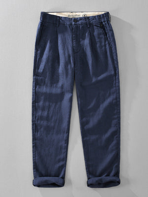 trousers in navy blue featuring pocketed and relaxed fit