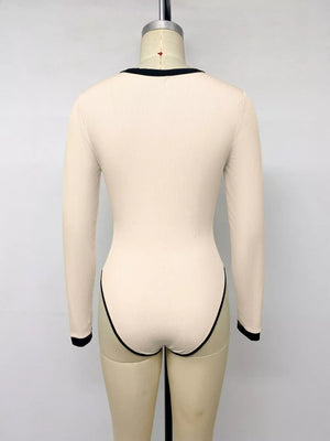 Ribbed V-neck Long Sleeve Bodysuit option 8