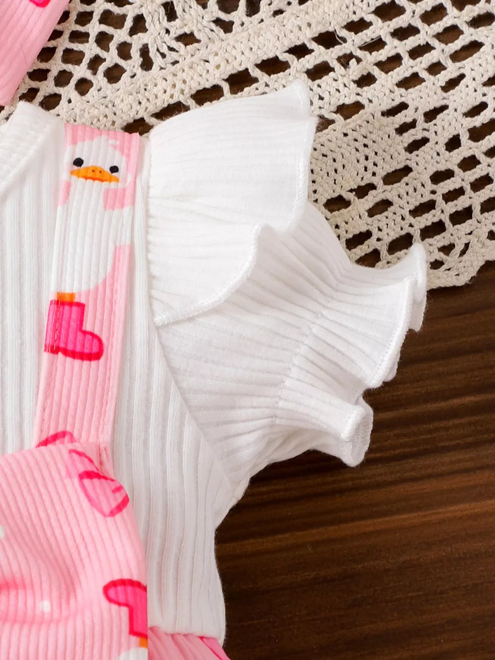 Children's Bow Duck Print Romper With Headband option 6