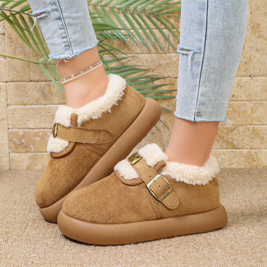 Round Toe Platform Ankle Boots in Coffee Brown with round toe