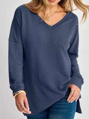 Blue t-shirt with stretchy and long sleeve