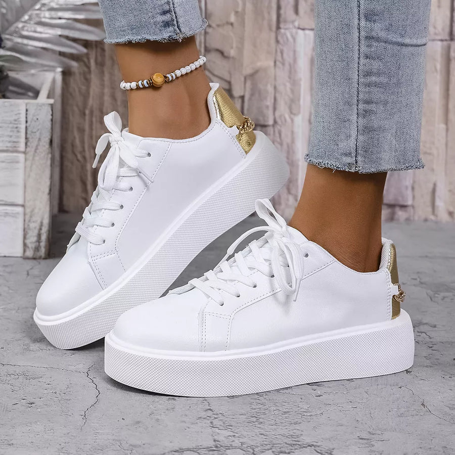 PU Leather, Rubber Imported Size &amp sneakers in White with platform sneaker silhouette