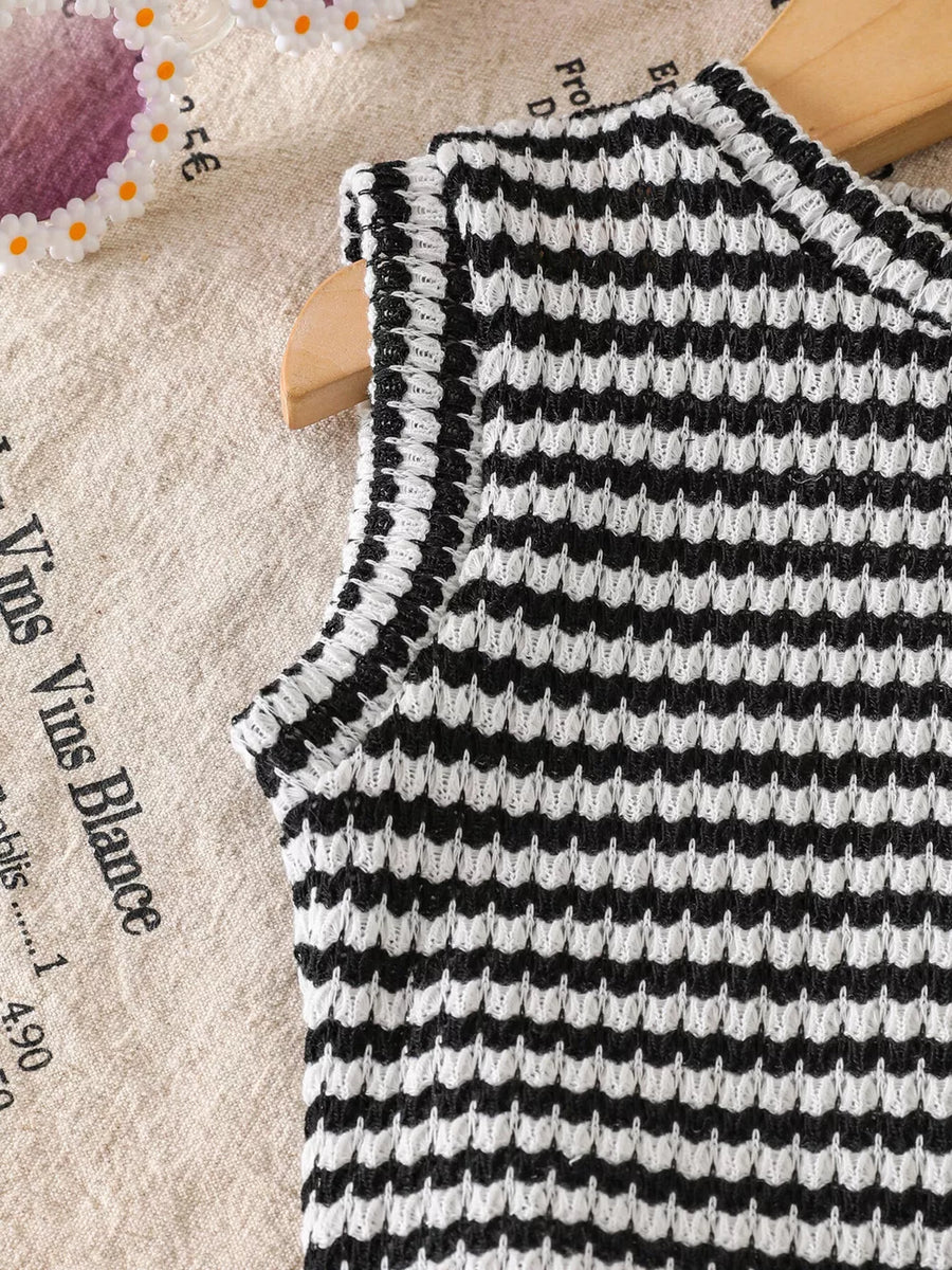 Black with Children S Striped Tank And Shorts Set