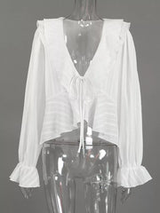 blouse featuring striped in White with 100% polyester Care instructions: Machine wash cold texture