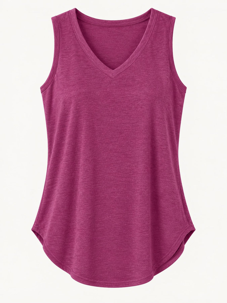 Black loose tank top with v-neck