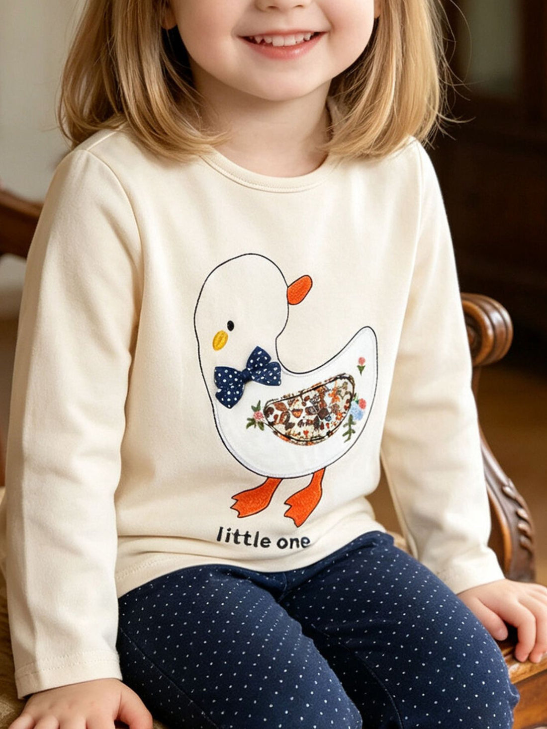 cream sweatshirt with graphic-print and crew neck