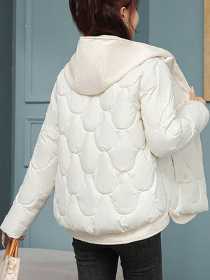 Beige White quilted jacket featuring thermal and quilted
