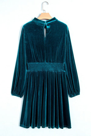 glam mini dress in Deep Teal with mock neck