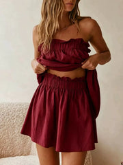 Full Size Strapless Top & High-waisted Skirt Set, view 19
