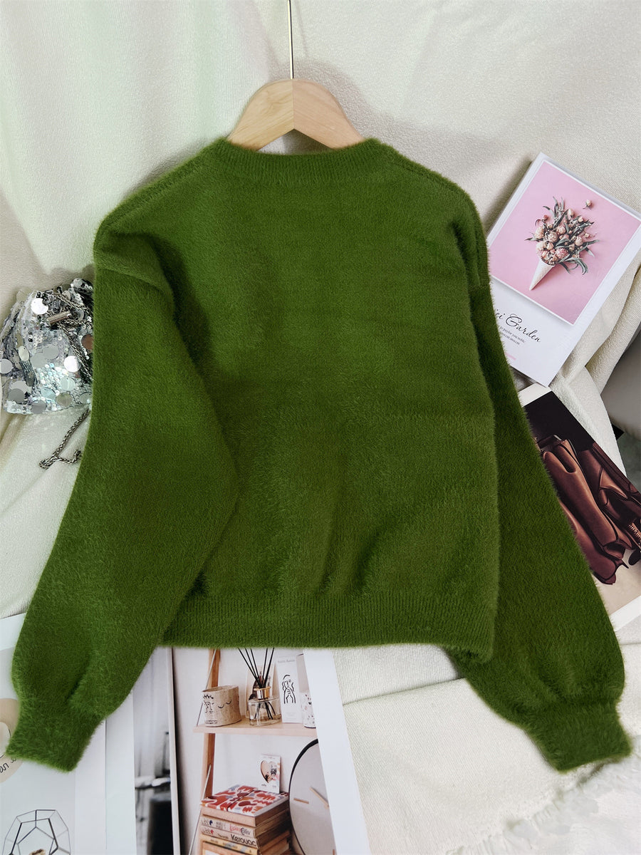 classic cardigan in Blue with round neck