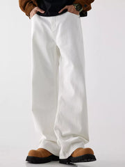 Men's Wide Leg Jeans With Pockets in Black