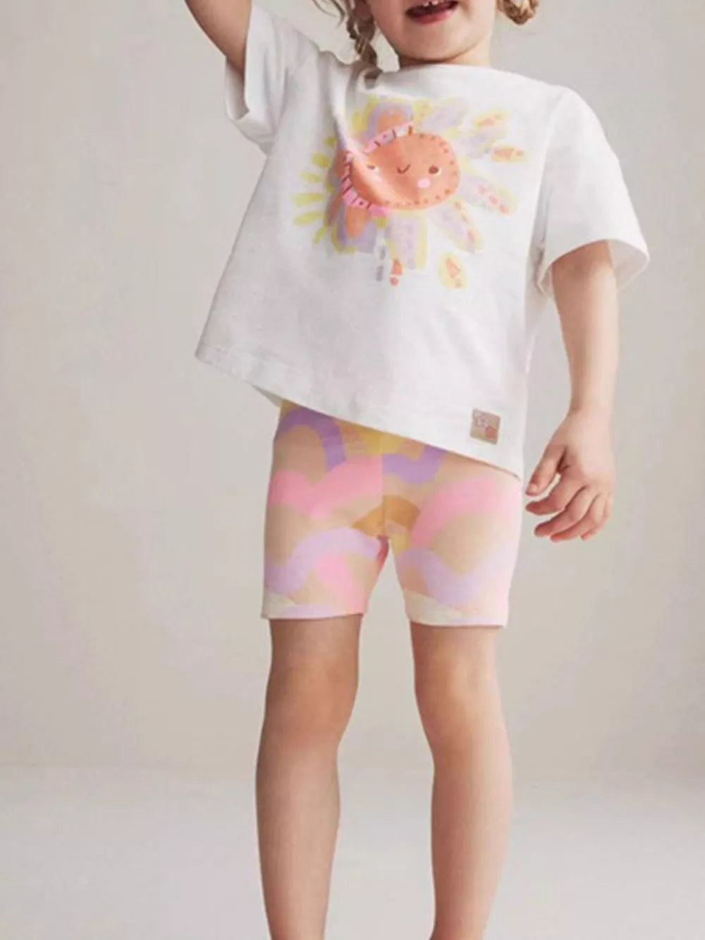 Playful cartoon sun cotton t-shirt for kids