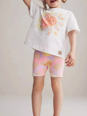 Playful cartoon sun cotton t-shirt for kids