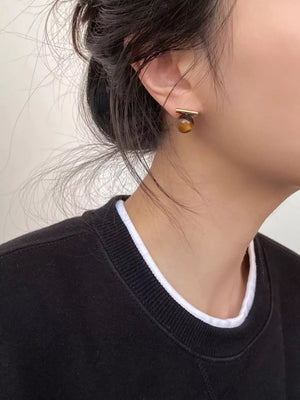 ACCESSORIES in golden brown featuring stud and fitted fit