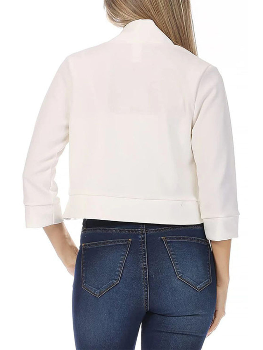 Full Size Cropped Open Front Blazer Plus Size in Rose, view 12