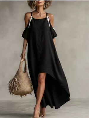Black High-low Cold Shoulder Maxi Dress