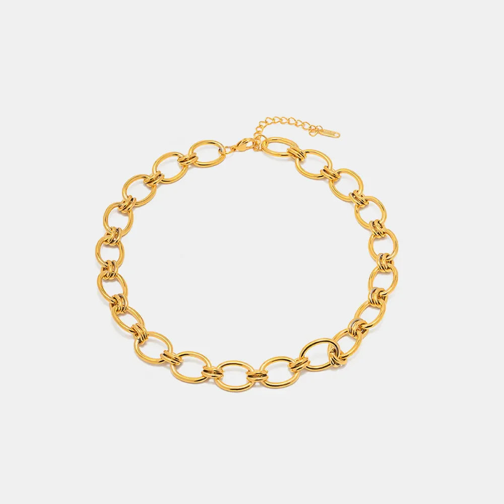 Chunky gold link collar necklace with adjustable clasp