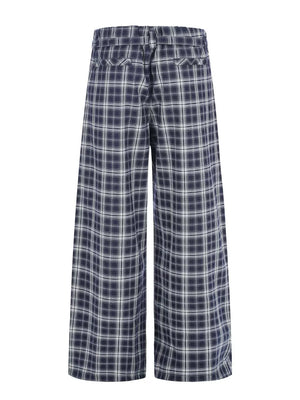 Blue with Men S Plaid Wide-leg Pants