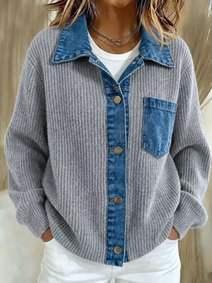 Dark Blue cardigan with buttoned and long sleeve