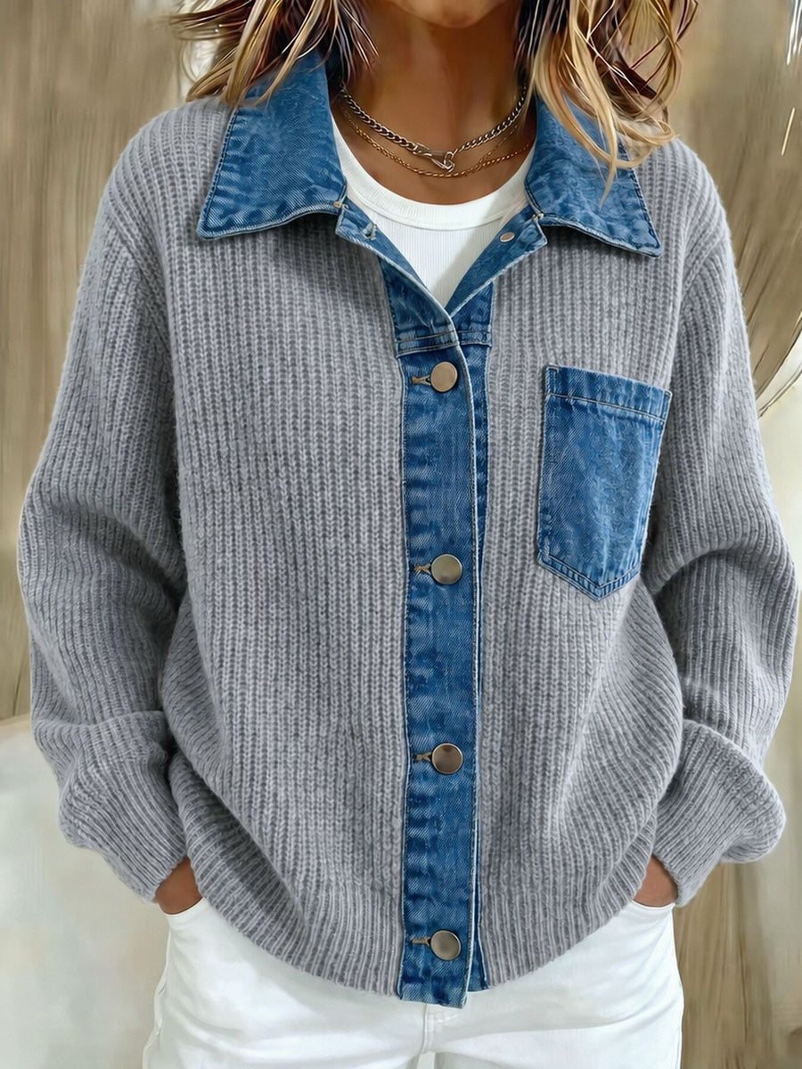 Dark Blue cardigan with buttoned and long sleeve