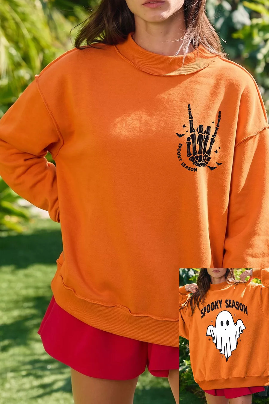 65% polyester, 35% cotton Care instructions: Machine wash cold sweatshirt in orange with oversized silhouette