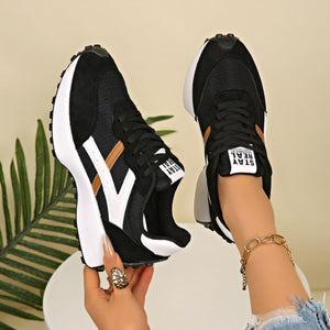 Round Toe Lace Up Sneakers Style 10600142493 in Black-brown with round toe