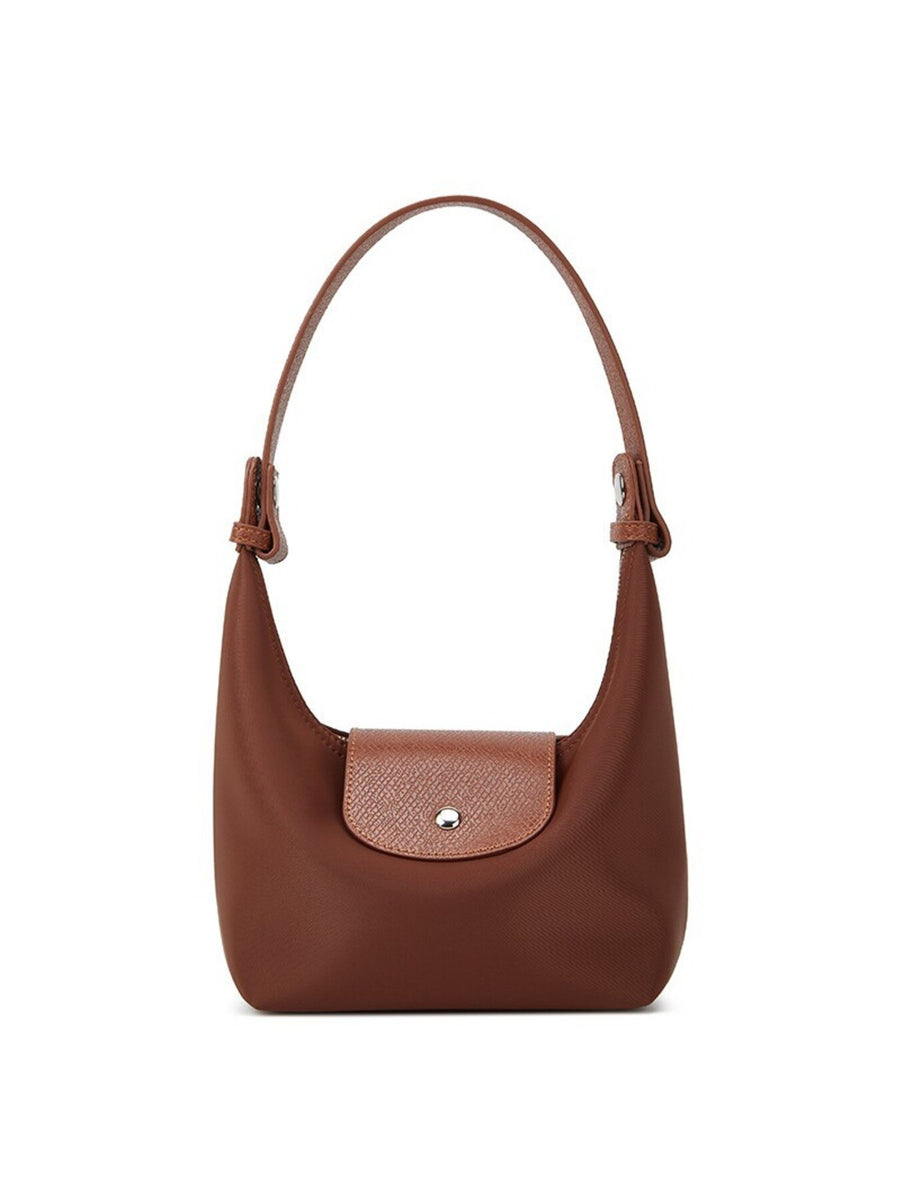 Minimalist Leather-Trimmed Shoulder Bag in brown with leather trim