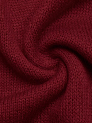 Heart-button Knit Cardigan in burgundy with buttoned