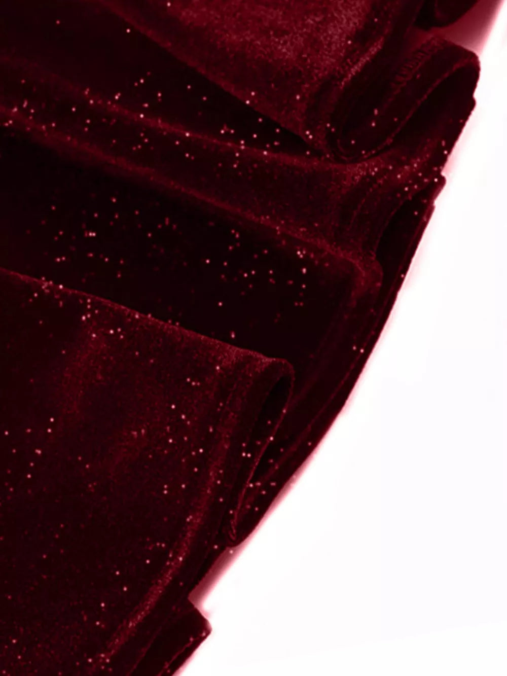 Burgundy velvet ruched long sleeve t-shirt with subtle glitter detail