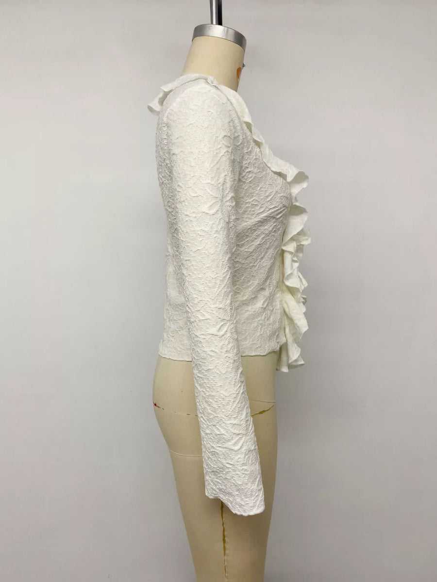 Ruffled Long-sleeve Tie-front Blouse option 11