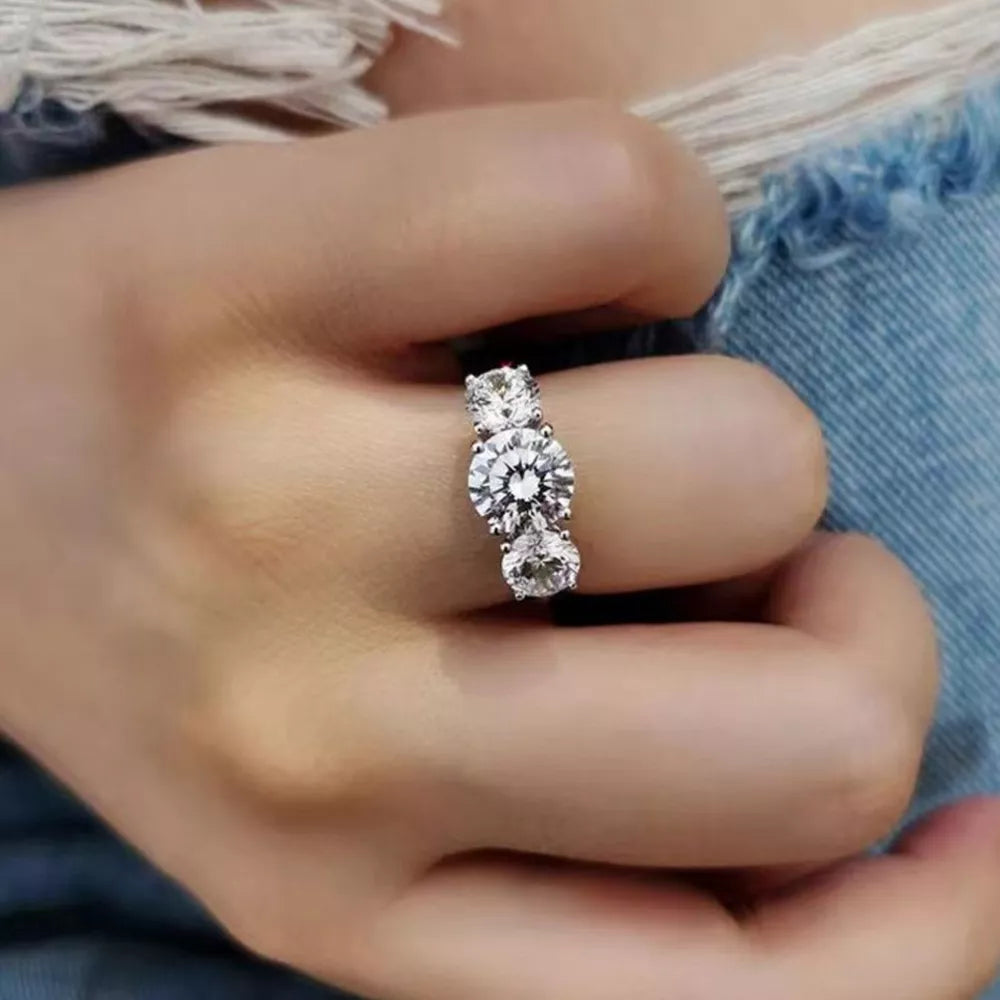 4 Carat Moissanite Sterling Silver Ring