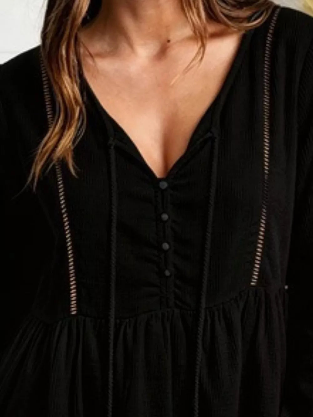 boho peplum top in Purple with v-neck
